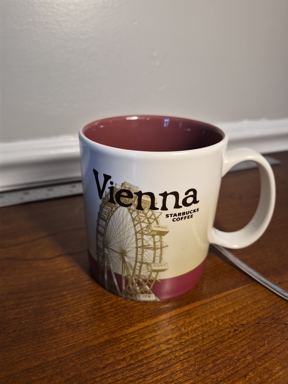 Starbucks Vienna White Mug with Pink Interior and Base 16oz